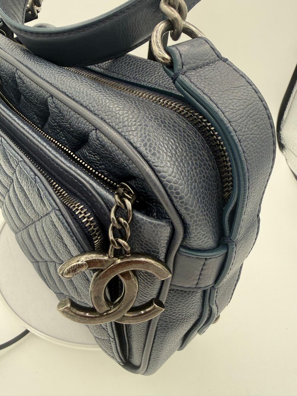 Chanel quilted caviar leather camera bag